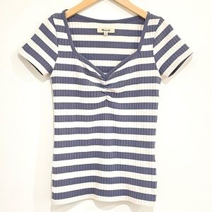 Madewell Ribbed Sweetheart Tee, Indigo Stripe ND849